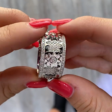 2ctw Mechanical Turnable White Sapphire Ring - JEWELBUYS