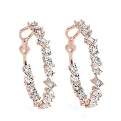 5.2ctw Multi-Cut White Gemstone Hoop Earrings - JEWELBUYS