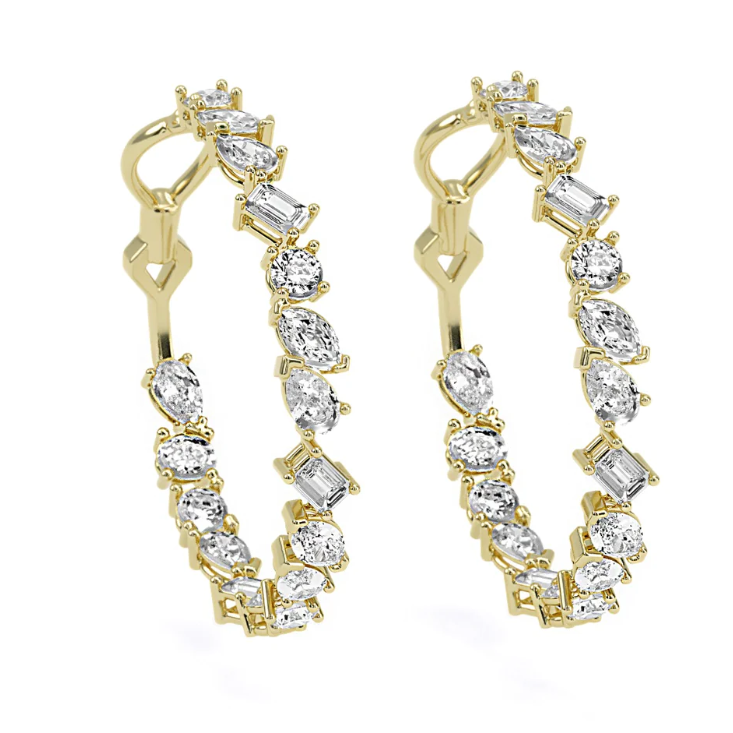 5.2ctw Multi-Cut White Gemstone Hoop Earrings - JEWELBUYS