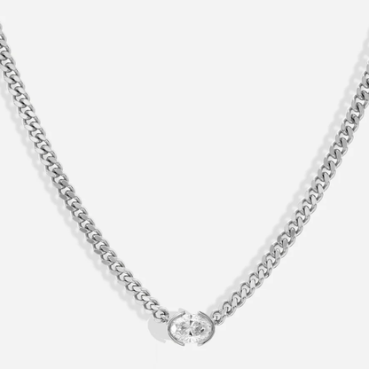 1ct Oval Cut White Sapphire Half-wrap Set Necklace - JEWELBUYS