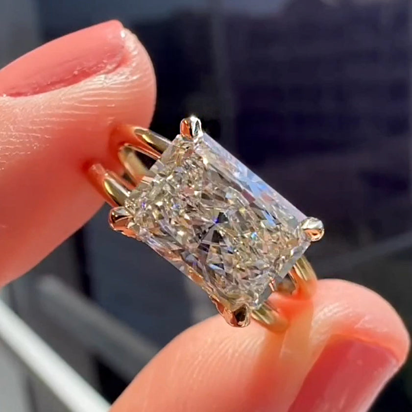 2.5ct Radiant Cut White Gemstone Personalized Engagement Ring - JEWELBUYS