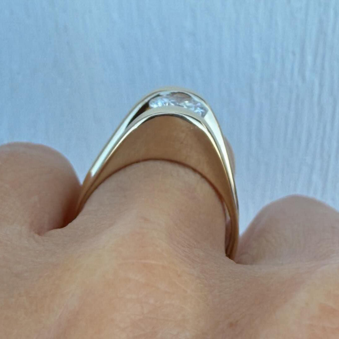 3.7ct Round Cut White Sapphire Boat Dream Ring-JEWELBUYS