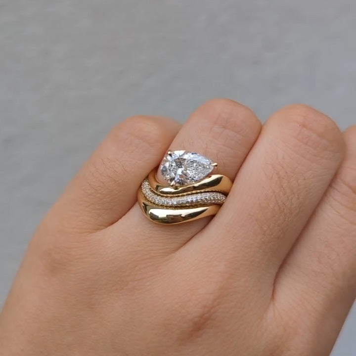 2.15Ctw pear-shaped sapphire perfectly stacked engagement ring-JEWELBUYS