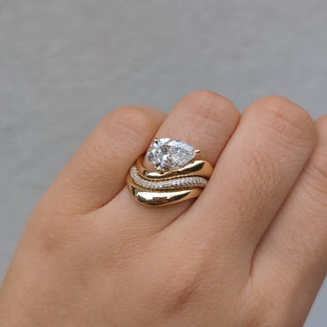 2.15Ctw pear-shaped sapphire perfectly stacked engagement ring-JEWELBUYS