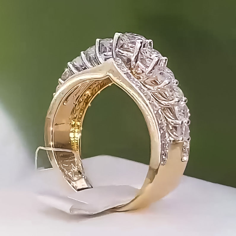 2.99Ctw Round-cut White Sapphire Crown Engagement Ring- JEWELBUYS