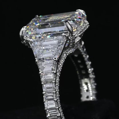 4.0Ctw Emerald-cut Gradient Sapphire Engagement Ring-JEWELBUYS