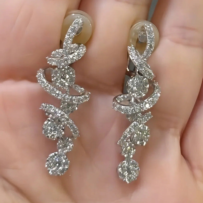 2.0ctw Exquisite Spiral Sapphire Dangle Earrings And Ring-JEWELBUYS