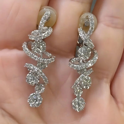 2.0ctw Exquisite Spiral Sapphire Dangle Earrings And Ring-JEWELBUYS