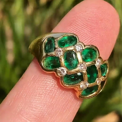 3.0Ctw Oval-cut Emerald and Sapphire Braided Ring-JEWELBUYS