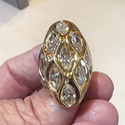 3.0Ctw marquise-cut sapphire oval dome ring- JEWELBUYS