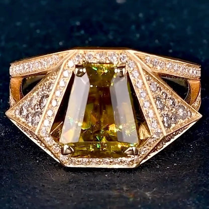 4.0Ctw trapezoidal-cut yellow sapphire pyramid ring-JEWELBUYS