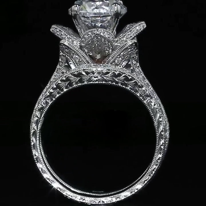 6.0ctw Round Cut Blooming Flower Diamond Engagement Ring -JEWELBUYS