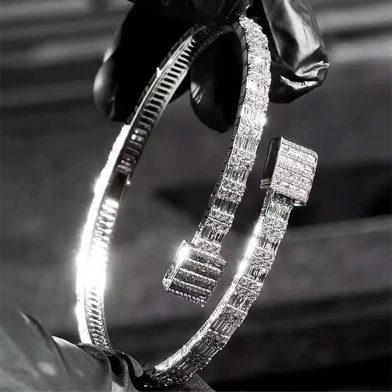 Hip-hop style men's and women's open-ended sapphire bracelet -JEWELBUYS