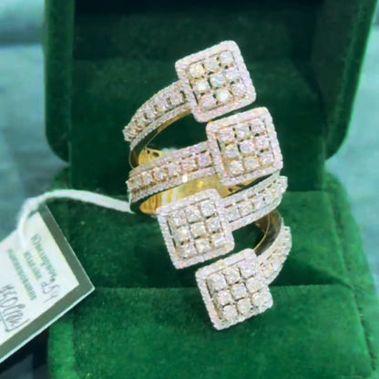 4.96Ctw Square Multi-Layer Sapphire Ring- JEWELBUYS