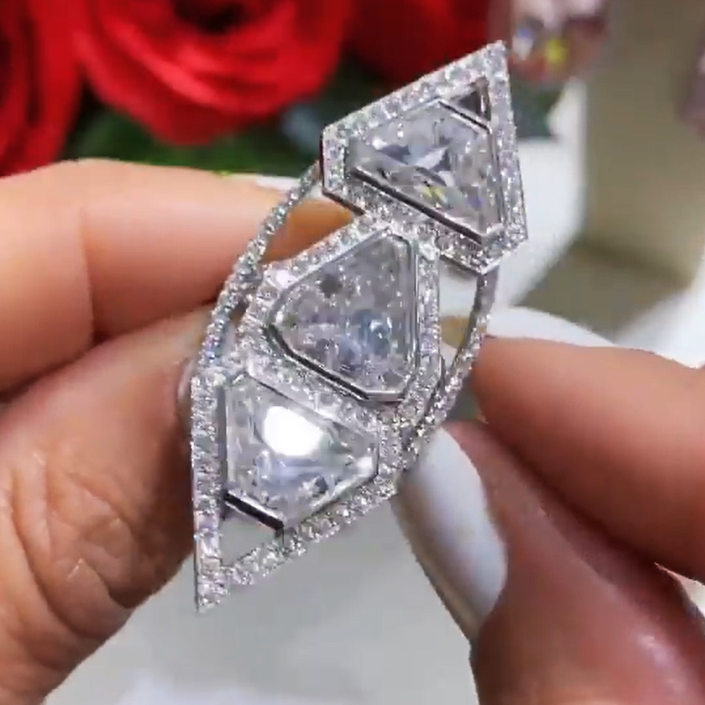 Art-Deco 12.0ctw Special Cut White Sapphire Avant-Garde Ring -JEWELBUYS