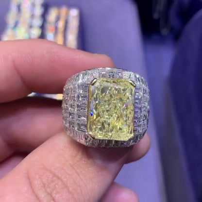 10ct Radiant Cut Yellow Sapphire Wide Pave Ring-JEWELBUYS