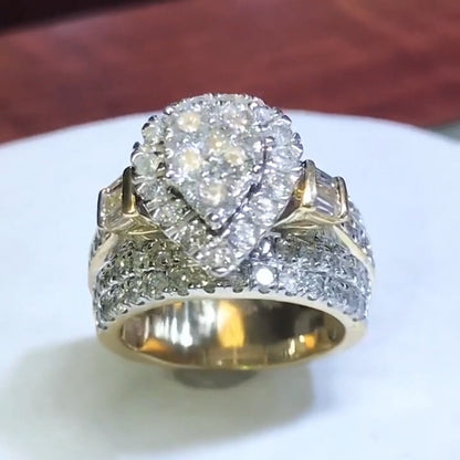 3Ctw Pear-shaped Halo Round Sapphire Engagement Ring- JEWELBUYS