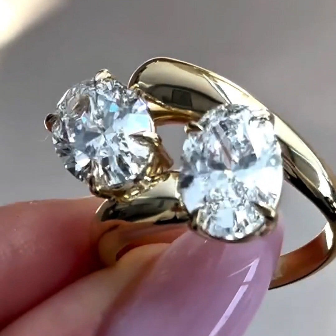 6ctw Oval Sapphire Double Band Engagement Ring-JEWELBUYS