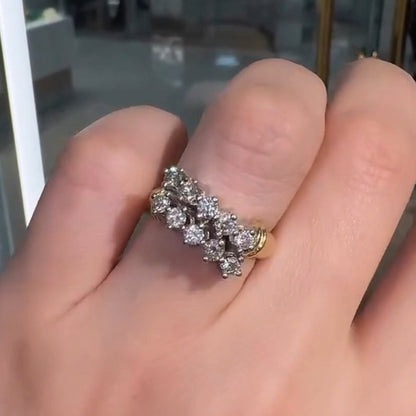 1.27ctw Round Double Row White Sapphire Vintage Ring- JEWELBUYS