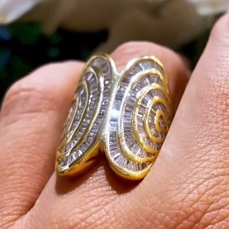 8ct Baguette Cut Sapphire Butterfly Ring-JEWELBUYS