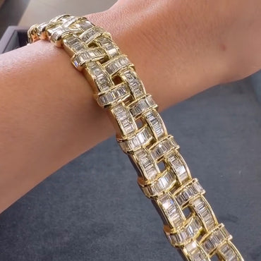 5Ctw Classic braided design baguette sapphire bracelet-JEWELBUYS