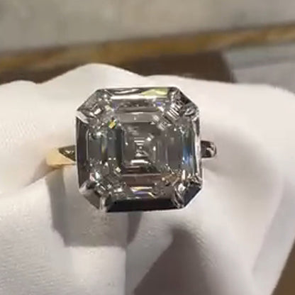 3ct Delicate Ascher Cut Solitaire Sapphire Bezel Engagement Ring-JEWELBUYS