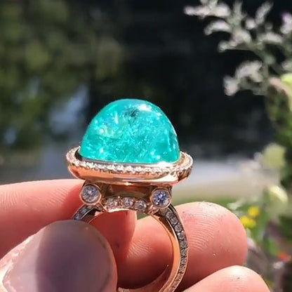 16Ctw Blue Cabochon Gorgeous Ring-JEWELBUYS