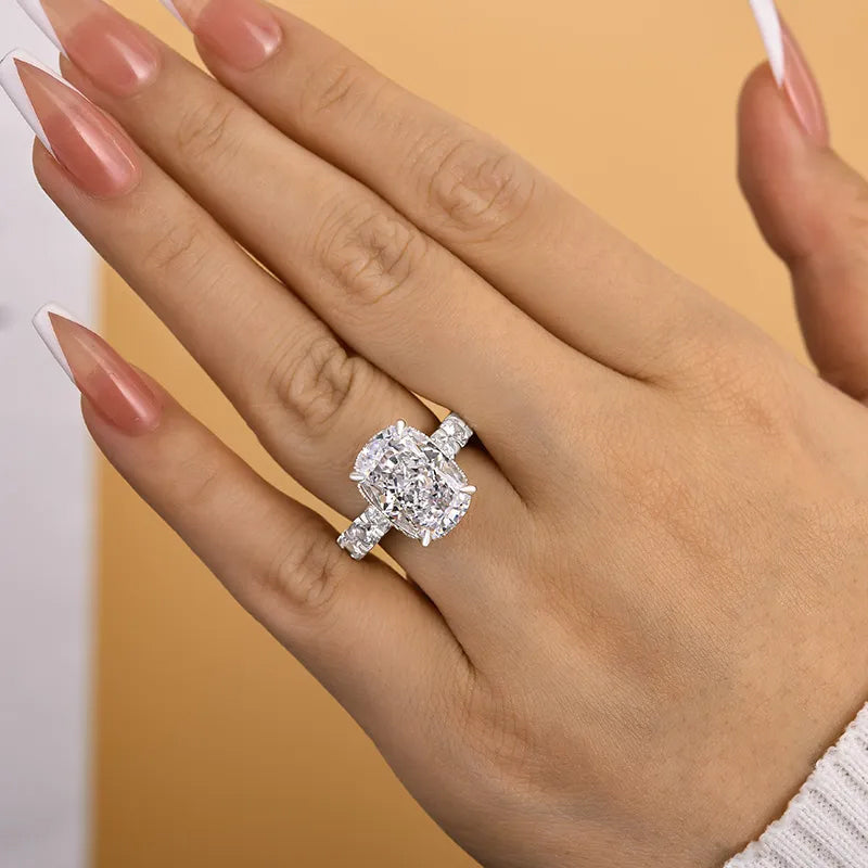 9ct Cushion & Round Cut  White Sapphire Gorgeous Fine Crushed Ice Engagement Ring-JEWELBUYS