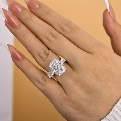 9ct Cushion & Round Cut  White Sapphire Gorgeous Fine Crushed Ice Engagement Ring-JEWELBUYS