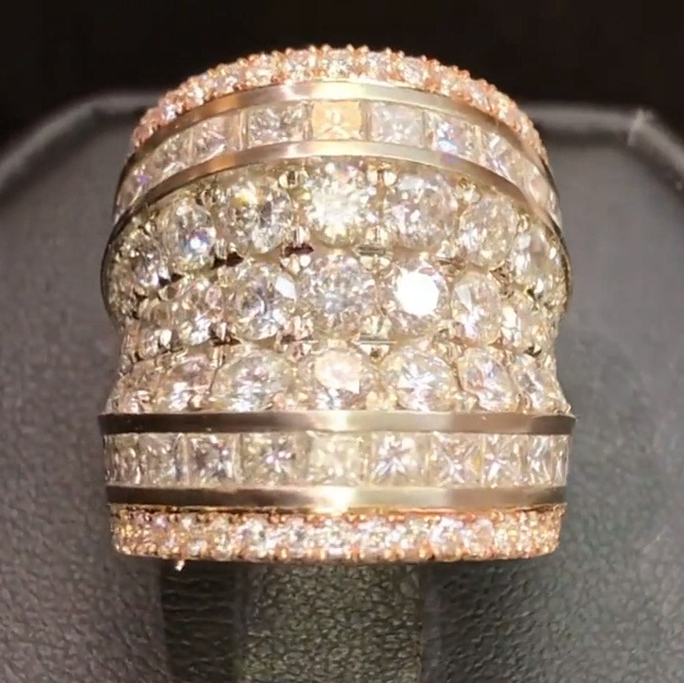 6.0ctw Round and Princess Square Cut White Sapphire Eternity Seven Row Sapphire Ring-JEWELBUYS