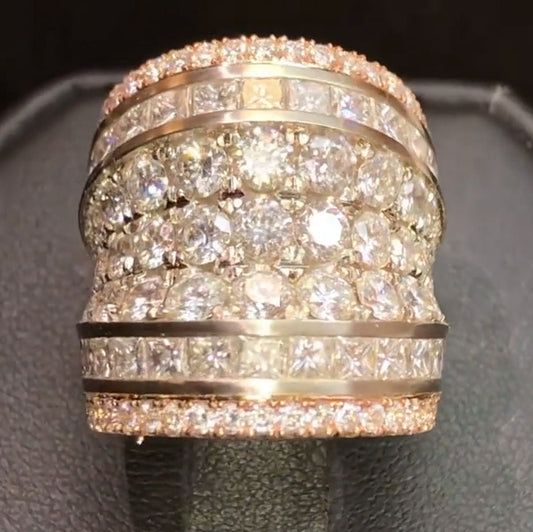 6.0ctw Round and Princess Square Cut White Sapphire Eternity Seven Row Sapphire Ring-JEWELBUYS