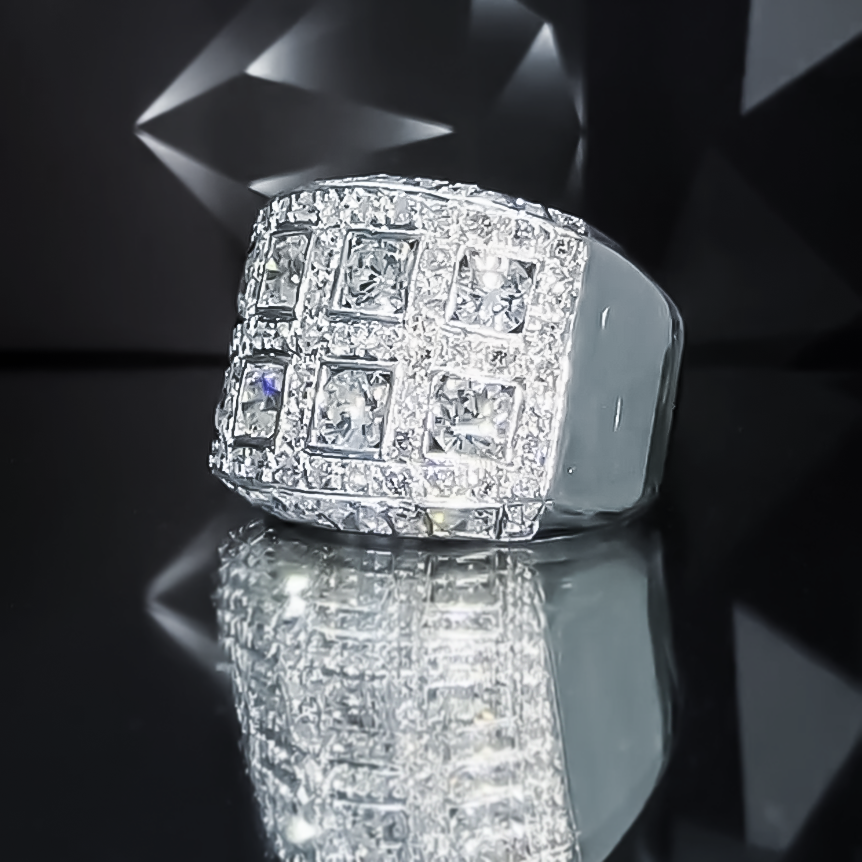 Gorgeous 4 ctw Round Cut White Gemstone Pavé Ring -JEWELBUYS
