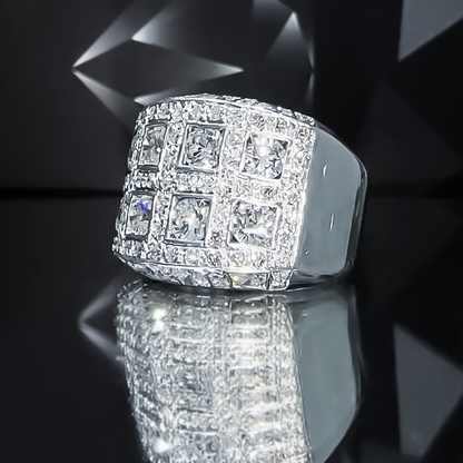 Gorgeous 4 ctw Round Cut White Gemstone Pavé Ring -JEWELBUYS