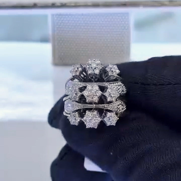 1.1Ctw Layered Flower Sapphire Ring-JEWELBUYS