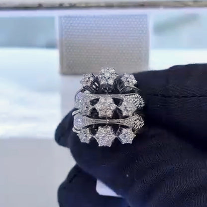 1.1Ctw Layered Flower Sapphire Ring-JEWELBUYS