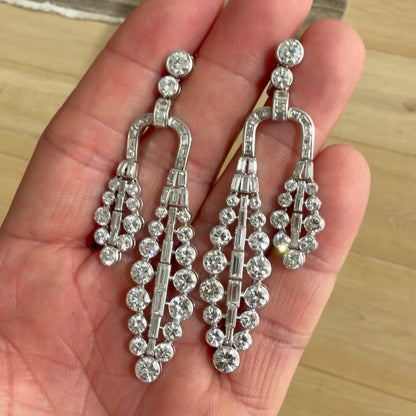 6.0Ctw Round Cut Sapphire Art Deco Tassel Earrings-JEWELBUYS