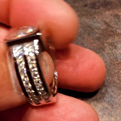 1.5Ctw Double-row Sapphire Art Design Engagement Ring-JEWELBUYS