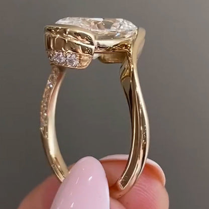 Charming Modern Style 3.0ct Oval Cut White Sapphire Bypass Engagement Ring-JEWELBUYS