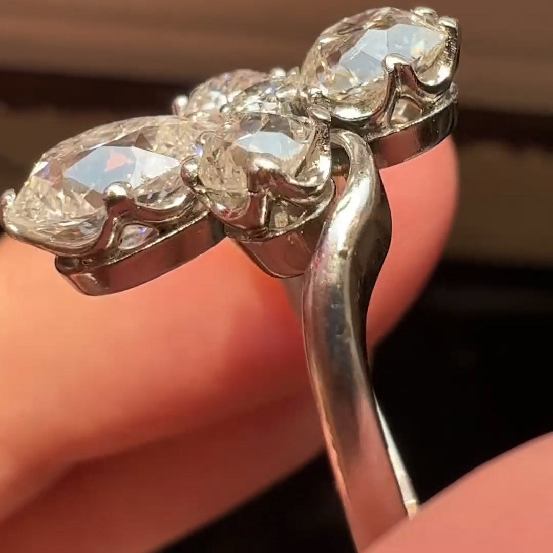 2.13ctw Edwardian Old Mine Cut White Sapphire Ring -JEWELBUYS