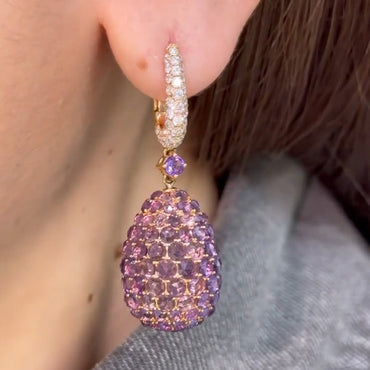 4.0Ctw Amethyst teardrop pendant earrings-JEWELBUYS