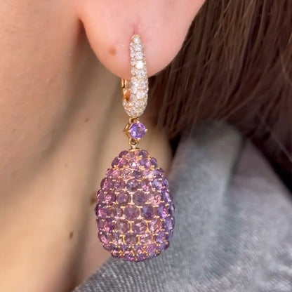4.0Ctw Amethyst teardrop pendant earrings-JEWELBUYS