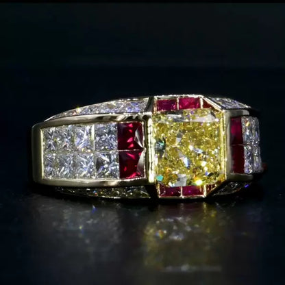 5.6c Princess Cut Yellow Sapphire Avant-Garde Ring-JEWELBUYS