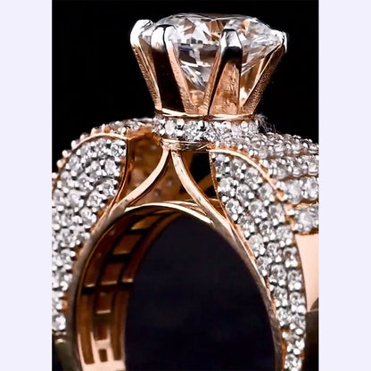 4.27ctw Round Cut White Sapphire Embellished Engagement Ring-JEWELBUYS
