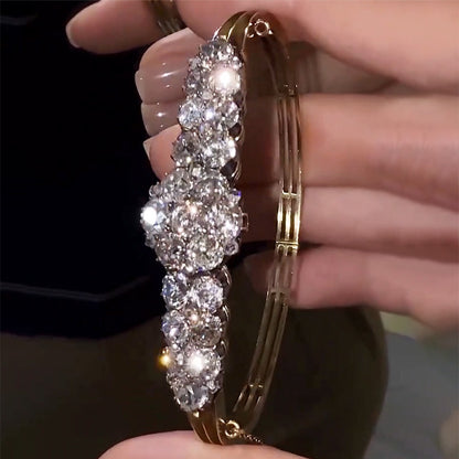 6.5Ctw Round White Sapphire Cluster Vintage Bracelet-JEWELBUYS