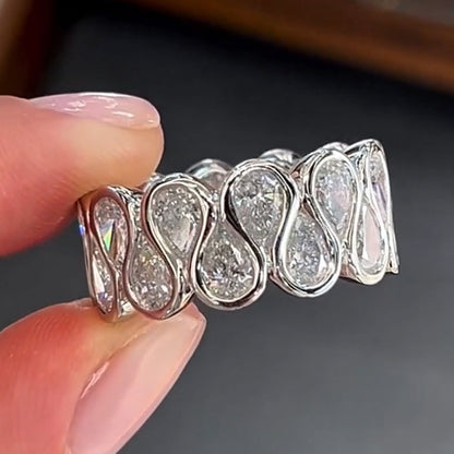 3.0ctw Classic Pear Cut White Sapphire Band - JEWELBUYS