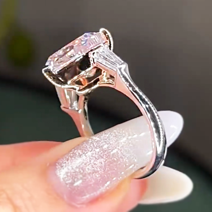 5ct Heart Cut Pink & White Sapphire Three Stones Engagement Ring-JEWELBUYS