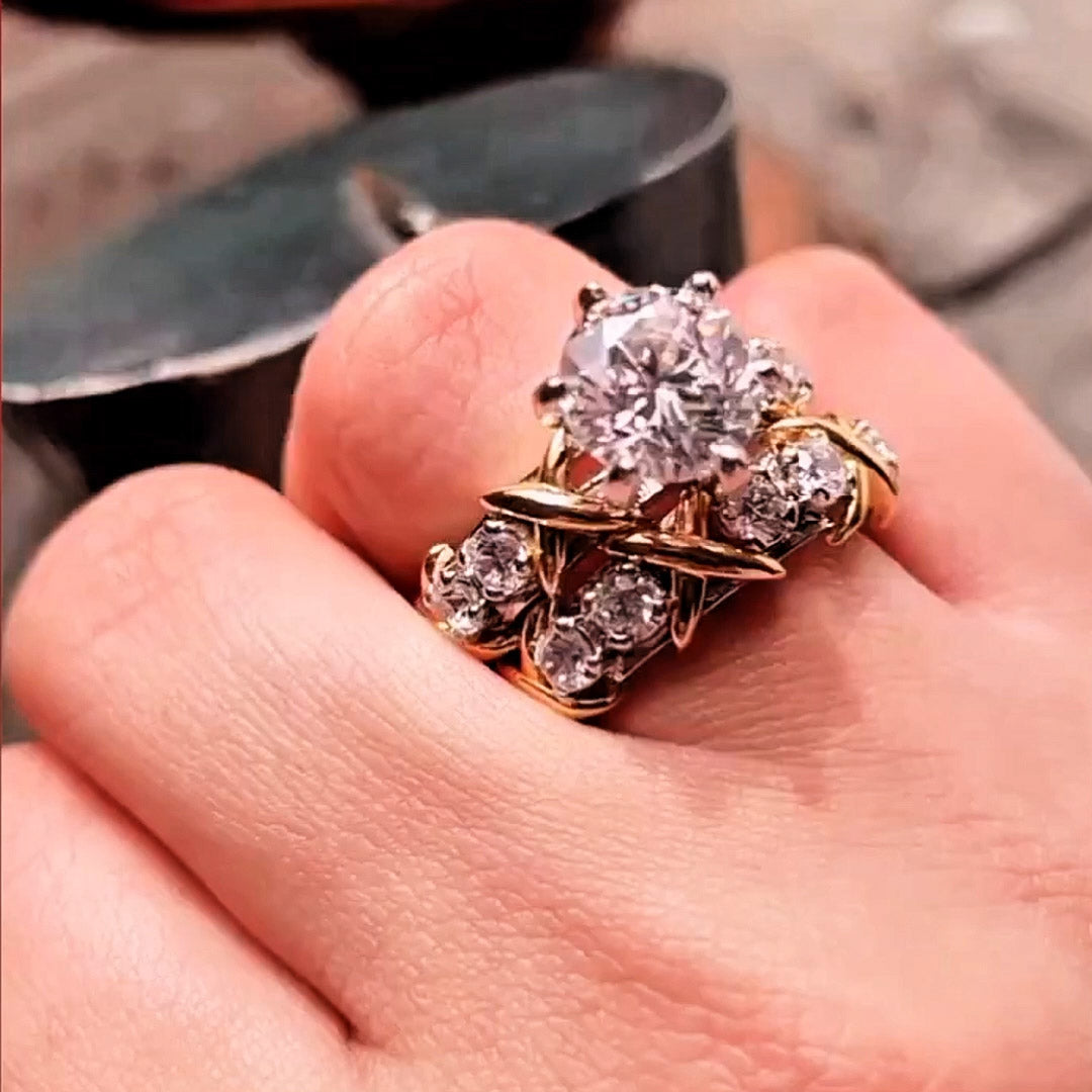 7.0ctw Cross Cross Gemstone Set Ring -JEWELBUYS