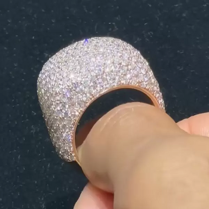 9ctw Pave Round Cut White Sapphire Large Dome Diamond Ring-JEWELBUYS