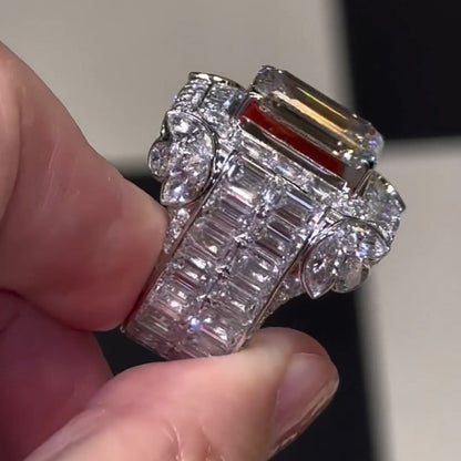 12ctw Emerald Cut Full Diamond Champion Ring -JEWELBUYS