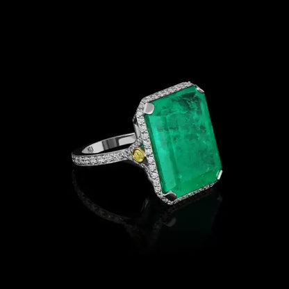 14ct Vintage Emerald & White Sapphire Emerald Cut Women's Engagement Ring-JEWELBUYS